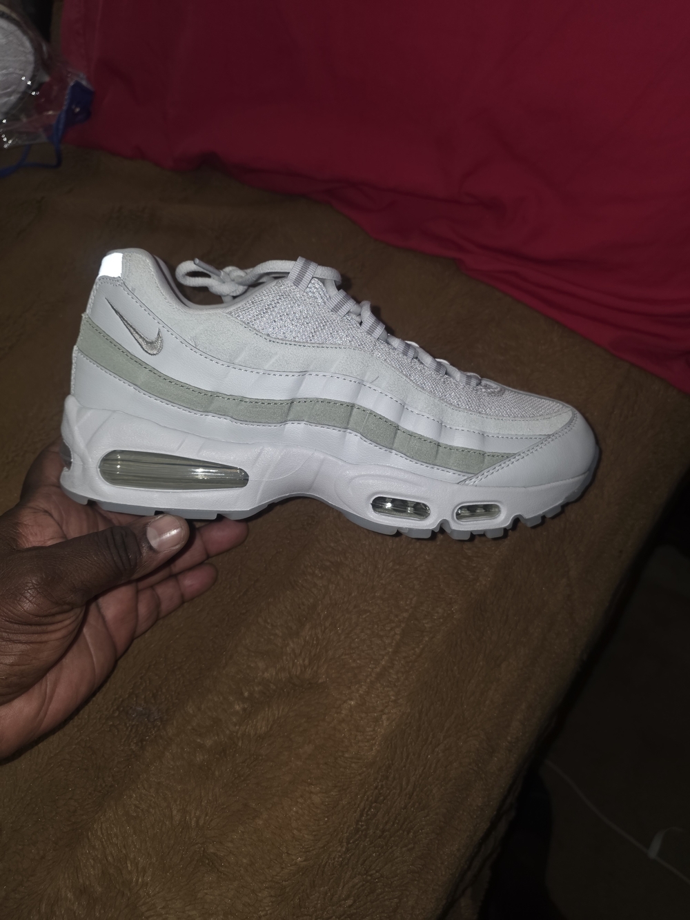 Nike Women’s Air Max 95 Sneaker - White with Light Gray & Purple